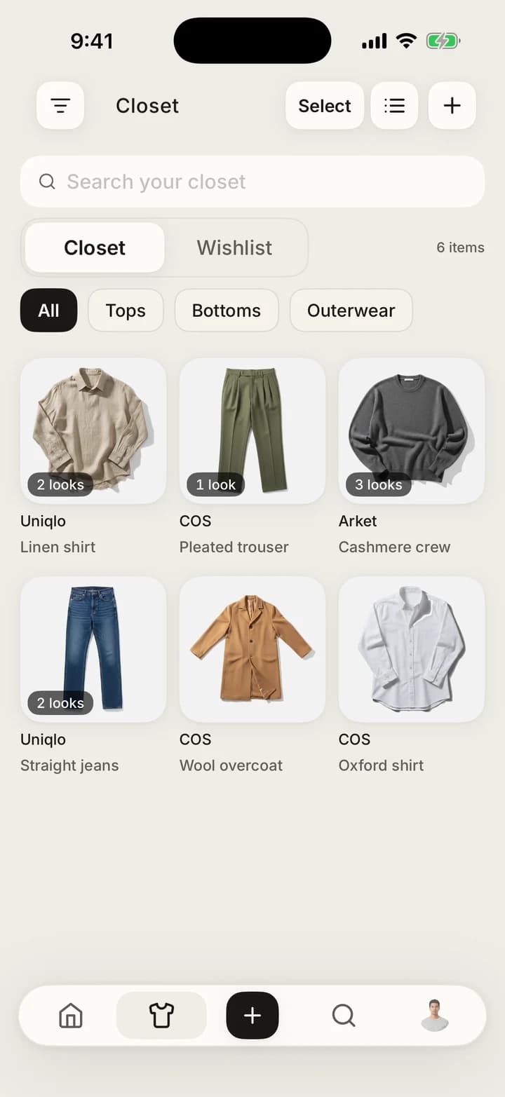 Lapel closet grid