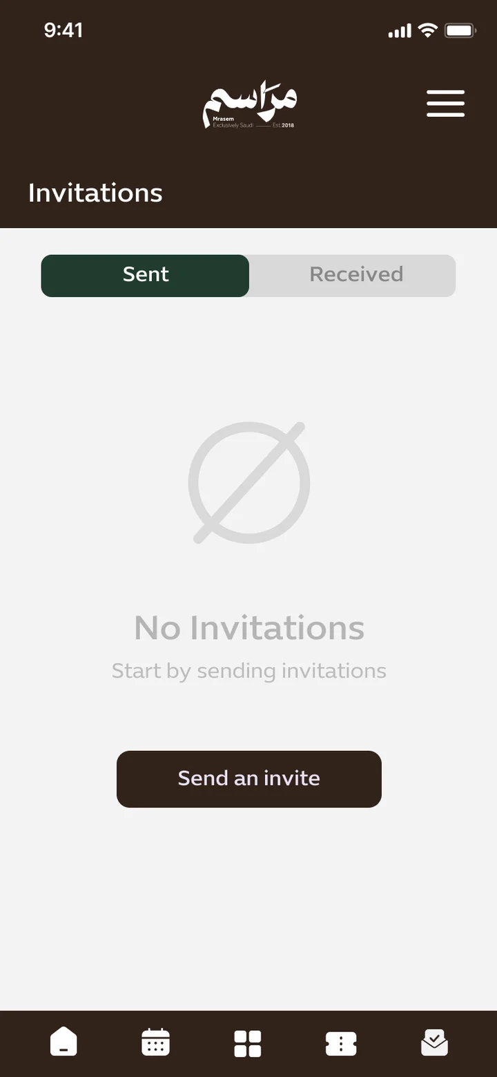 Mrasem Invitations screen